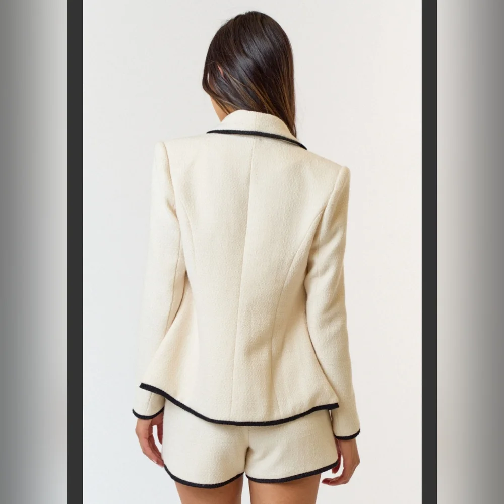 #516881 🛑S,M,L HIGH END Boucle Double Breasted Blazer+Skort 2pc - Picture 7 of 8